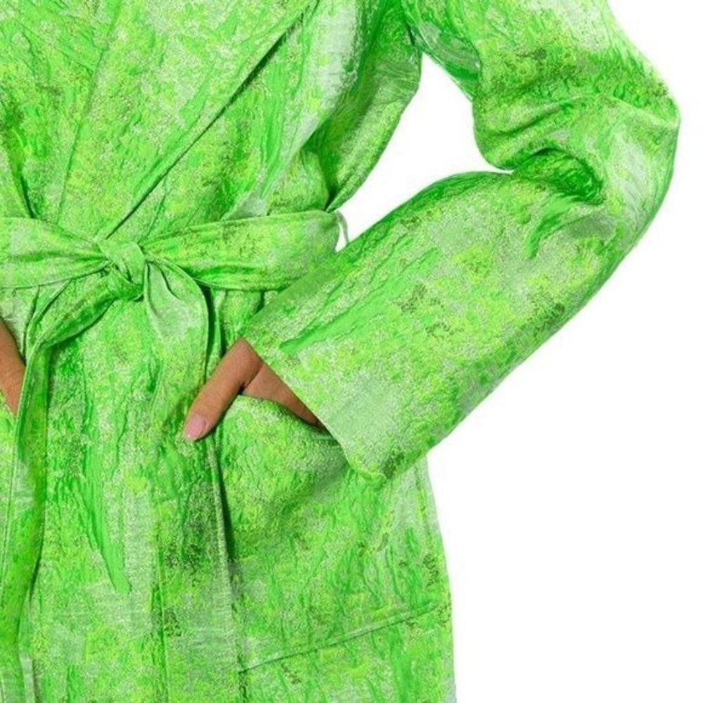 Callie Culture Clash: Neon Tapestry Classic Brocade Trench Coat - Picture 7 of 10